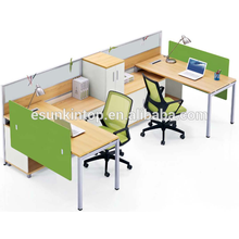 Two people office workstation peach wood and warm white upholstery, Pro office furniture factory (JO-4047)